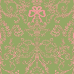 French Chateau pink and green medium scale