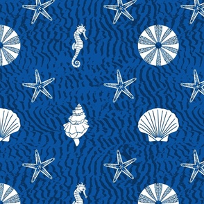  Beach, starfish, seahorse light blue, medium