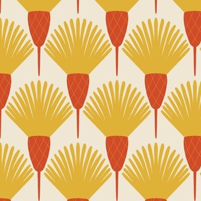 (L) Hawkweed - hand drawn bold simple Art Deco style floral - orange and yellow