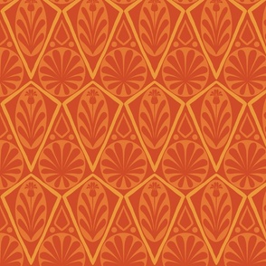 (S) Deco Diamonds - hand drawn vintage diamonds - Orange