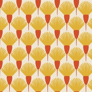 (S) Hawkweed - hand drawn bold simple Art Deco style floral - orange and yellow