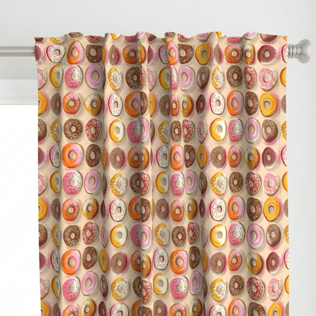 donuts hand drawn with frosting and sprinkles / Large scale blush peach pink