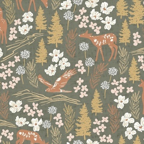 Wilderness Adventure Wallpaper in Pine Green (Extra Large)