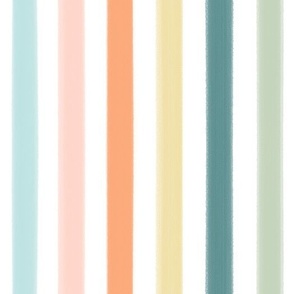 Rainbow Stripes / Medium / Baby blue, Pink, Orange, Yellow, Olive green, Mint green