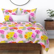 Big Colorful Cosmos Flowers Orange, Red, Pink And Yellow Spring Summer 2024 Grandmillennial Mountain Floral Wildflower Repeat Pattern