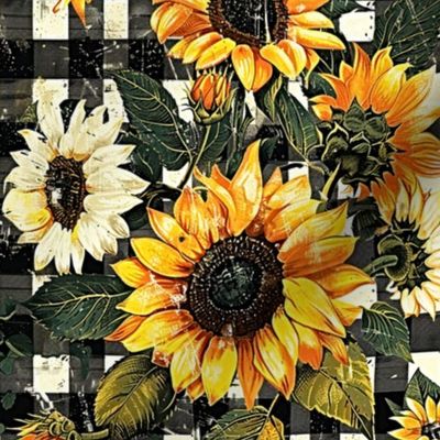 Sunflowers on Plaid 2