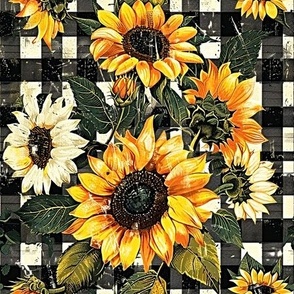 Sunflowers on Plaid 2