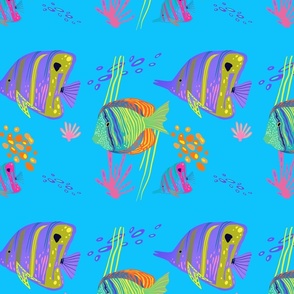 Tropical Fish Fabric, Wallpaper and Home Decor