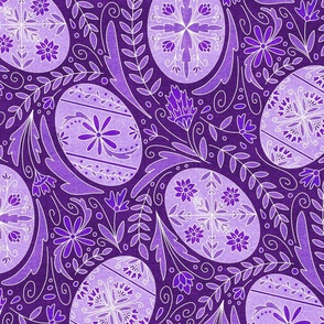 Large Pysanky Maximalist Floral - Purple Monotone