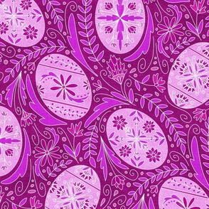 Large Pysanky Maximalist Floral - pink monotone