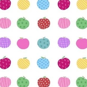 Patterned Apples Pinks, lilacs, back to school, girls