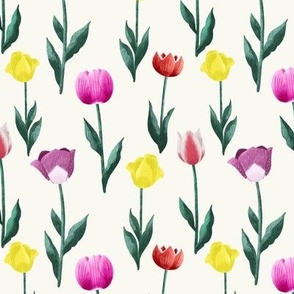SMALL Tulips - Colorful Spring Flowers on a soft creamy background