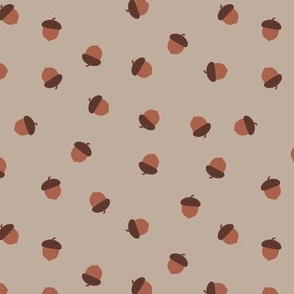 Ditsy acorns on taupe