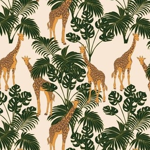 Giraffes and Monstera on Cream (extra small)