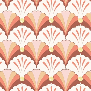 beach scallop half shells and pearls, great as silver metallic wallpaper
