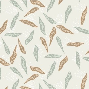 Small, Sage Green and Gold Leaves, Enchanting and Whimsical, Tossed