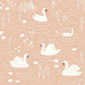 Swan Lake Toile in Rose Pink and Ivory.