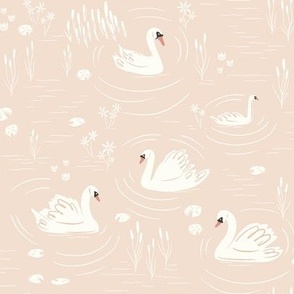 Swan Lake Toile in Soft Pink and Ivory.