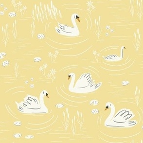 Swan Lake Toile in Sunny Yellow and Ivory.