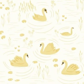 Swan Lake Toile in Sunny Yellow and Ivory.