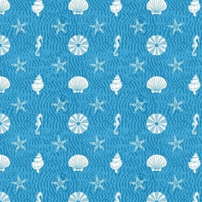 Beach,  starfish, seahorse light blue, small