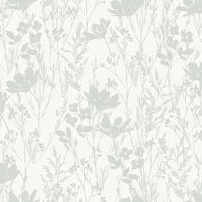 Painted Wildflowers Wallpaper in Sage Green (Extra Large)