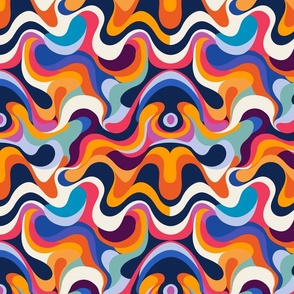 Retro Waves Fusion - Colorful Abstract Wavy Pattern