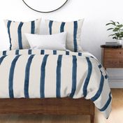 Watercolor stripes in ecru and navy
