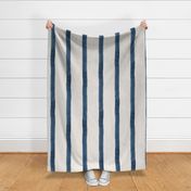Watercolor stripes in ecru and navy