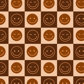 Cheerful Checks - Smiles -Monochromatic in brown