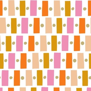 Jazz Mod Rectangles in Upper East Side Pink, Peach, and Ochre Yellow - Medium Scale