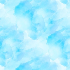 Dreamy Bright Blue Sky / Watercolor / Clouds White