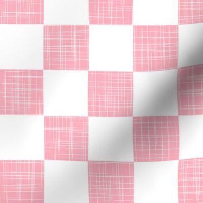 Pink And White Patchwork Checkerboard 