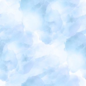 Puffy Clouds Clue Sky Watercolor / White / Marble