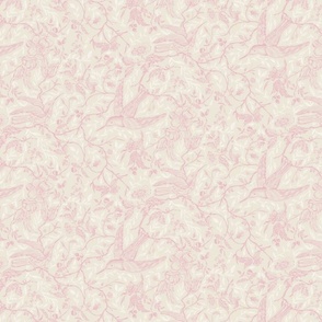 French Country Vintage Birds and Blush Pink and cream_Medium