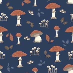 Mushrooms in the woodland undergrowth - blue