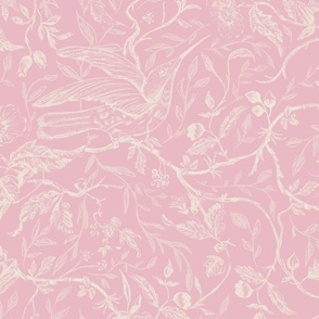 French Country Vintage Birds and cream with blush pink bgd_Large