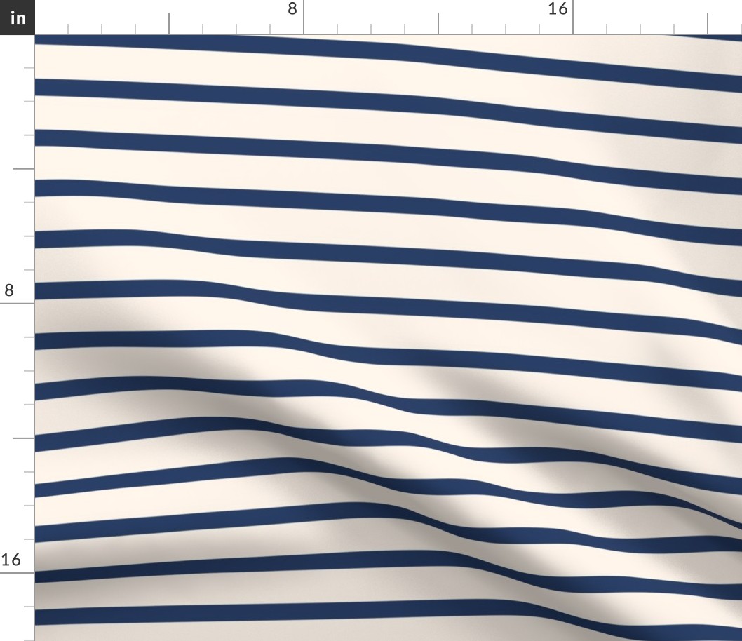 Breton Lazuli Blue French Sailor Stripe Deep Navy Blue and Cream Nautical Stripes