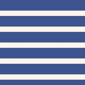 Cobalt Blue Breton Stripes Reversed Ocean Blue and Cream Coastal Cabana Summer Beach House Stripe