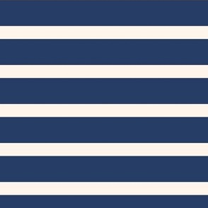 Lazuli Blue Breton Stripes Reversed Deep Navy Blue and Cream Coastal Cabana Summer Beach Towel Stripe