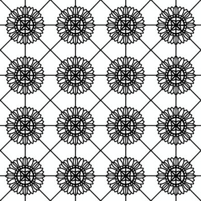 Sunflower Window Tile Black on White-small