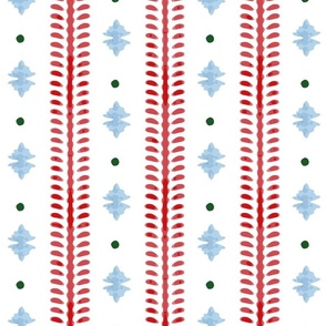 Nantucket Stripe | Red and Blue Foliage with Green Dots