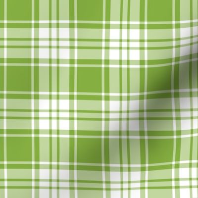 FS Apple Green Plaid with White Background Fabric 