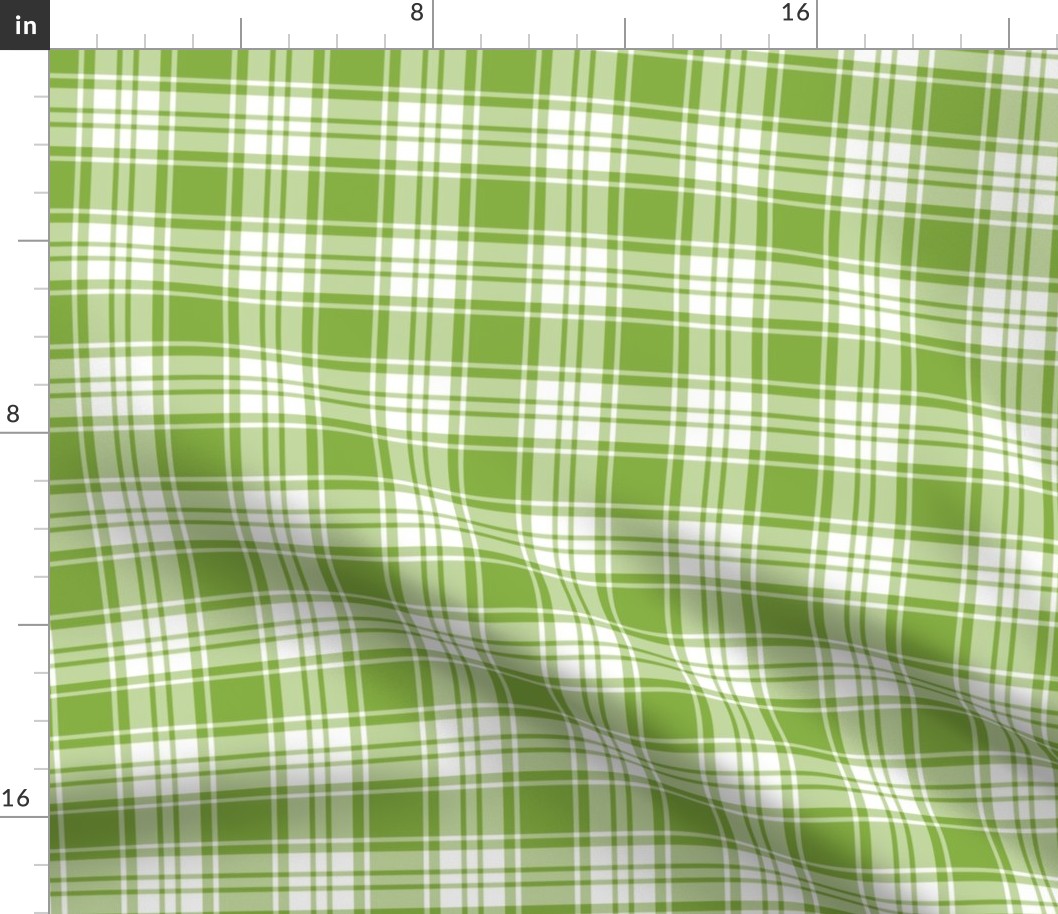 FS Apple Green Plaid with White Background Fabric 
