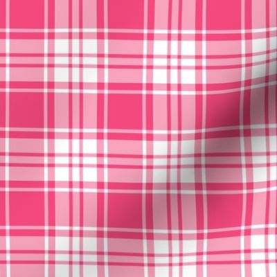 FS Dark Pink with White Tartan Plaid Fabric 