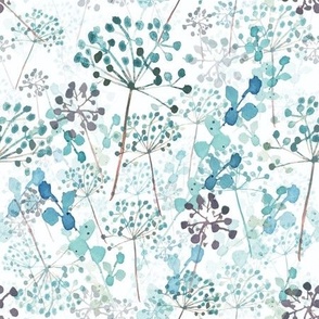 Medium Teal Blue Hydrangea / Watercolor / Floral