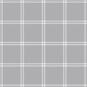 Grid Windowpane Check White on Silver