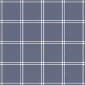 Grid Windowpane Check White on Slate Gray