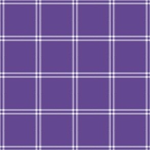 Grid Windowpane Check White on Ultra Violet Purple