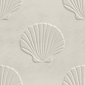 Plaster wall art effect scallop pattern warm beige tones